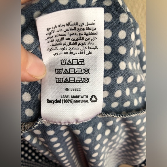 Maison Jules Mid Poko Dots Women Sleeveless Blue White Dress Size Large - Picture 8 of 9